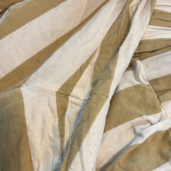 Staud Zuma Cabana Stripe Fringe Hem Beige White Cotton & Linen Pants Size 14 - Picture 9 of 9